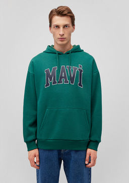 Mavi Logo Bask?l? Kapusonlu Yesil Sweatshirt  фото 3