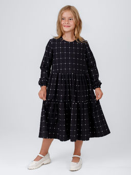 Платье Роза в клетку,цвет т.Синий(Клетка-Точка),78%х/б,16%пэ,6%л