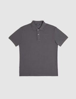 Koyu Gri Slim Fit %100 Pamuk D__meli Polo Yaka Basic Ti__rt