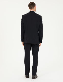 Темно-синий двубортный костюм приталенного кроя в полоску - Cacharel фото 5