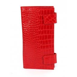 Портмоне женское Croco-ПР-960 натуральная кожа 4 отд, 8 карм, красный крокодил (203) 263598