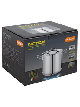 Кастрюля 7,1 л Elegante, из нержавеющей стали со стальной крышкой арт.109011 /MALLONY/  фото 3