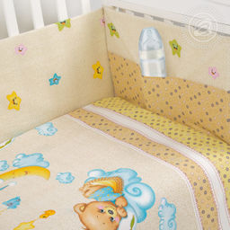 Баиньки Набор для новорожденных Баиньки/Борта:6шт; Подушка:1 шт-40*60; Наволочка(клапан):1шт.-40*60; Простыня на резинке:1шт.-120*60; Одеяло:1шт.-110*90; Пододеяльник:1шт.-110*90 Набор в кроватку (бязь) - Артпостелька фото 4