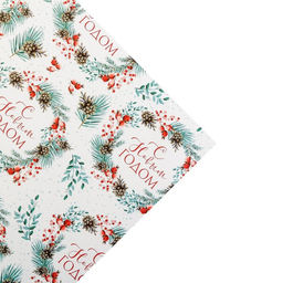 Цена за 10 шт. Упаковочная бумага на новый год «Венки», 50×70 см, глянцевая