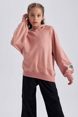 Толстая толстовка с капюшоном и принтом для девочек