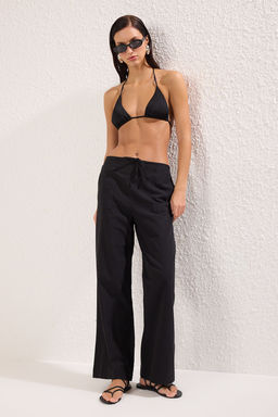 Siyah Dokuma Cep Detayl? Plaj Normal Bel Pantolon TBESS25PL00005