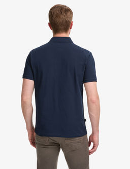Lacivert Slim Fit %100 Pamuk D__meli Polo Yaka Basic Ti__rt