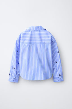 PACK CAMISA Y TOP FRUNCIDO RAYAS Y APLIQUE LENTEJUELAS / Azul - Zara фото 3