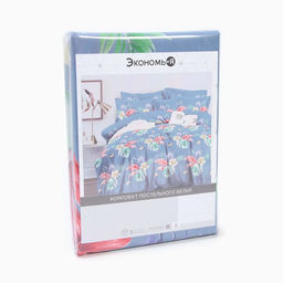 Постельное бельё 2 сп Экономь и Я Тропические листья 173*215см, 175*214см, 50*70см-2шт, 60г/м2, микрофибра  фото 5