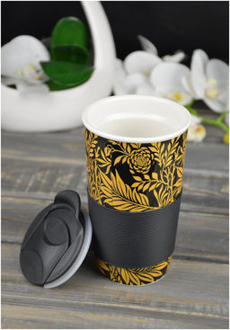 КРУЖКА LEFARD КОФЕМАНИЯ С ПЛАСТ. КРЫШКОЙ И С СИЛ ОБОДКОМ, 450МЛ  фото 7