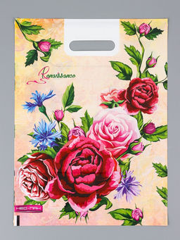 Цена за 25 шт. Пакет подарочный Ренессанс, полиэтиленовый с вырубной ручкой 30?40 см, 60 мкм