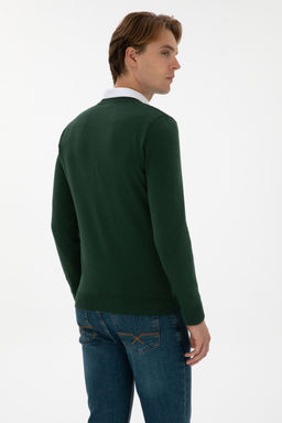 Erkek Slim Fit V Yaka Koyu YeЕil Basic Kazak - U.s. polo assn фото 5