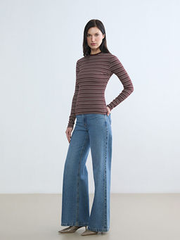 Bisiklet Yaka ?izgili Kad?n Body