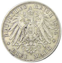 3 марки 1908 года D Германия (Бавария)