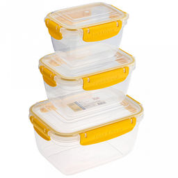 Контейнер для продуктов пластмассовый Мастер набор 3шт: 0,5л, 1л, 1,8л, прямоугольный, с клипсами, воздухонепроницаемый (герметичный), глубокий, съемный силиконовый уплотнитель, подходит для СВЧ (Россия) - Домашняя мода фото 3