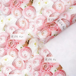 Цена за 10 шт. Бумага упаковочная глянцевая Ранункулюсы, 70?100 см