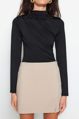 Siyah Buzgu Detayl? Dik Yaka C?tc?tl? Esnek Orme Body TWOAW24BD00014