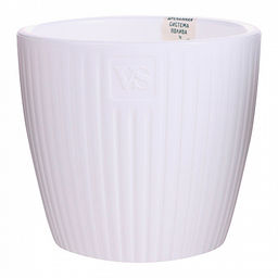 Горшок цветочный VipSet Эви 0,6л белый с дренажной системой (AME-0,6-01) (82) /КРАССУЛА/