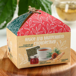 Подарочный набор Для внутреннего спокойствия кедровый орех 30 г, варенье30 г, чай 20 г