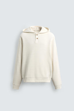 WAFFLE-KNIT HOODIE