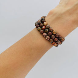 Бусины из леопардовой Яшмы (58 бусин) 38 см