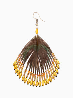 Серьги «Павлин», 5×8 см, жёлтые