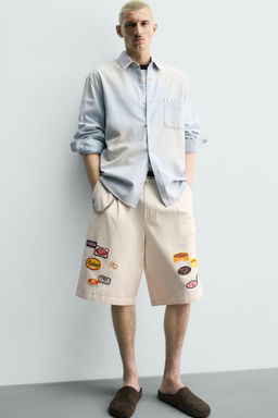 BERMUDA BAGGY FIT PARCHES / Beige