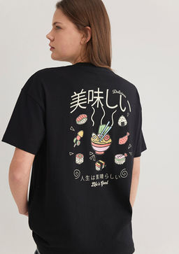Sushi Bask?l? Siyah Tisort - Mavi фото 2