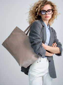 Замшевая сумка шоппер Texas DBR 31390 ваниль  фото 3