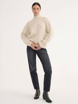 CONTE CON-661 Черные джинсы mom с эффектом потертости и необработанным краем black - Conte elegant фото 2