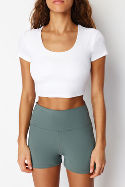 Trendyolmilla Beyaz 2 Katl? Ici Pedli Spor Sutyenli Crop Orme Spor Ust/Bluz THMSS24BZ00003