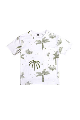Beyaz Erkek Cocuk Palmiye Desenli Regular Kal?p K?sa Kol Orme T-Shirt TKDSS24TS00016 - Trendyolmilla фото 5