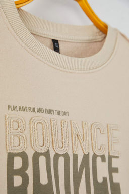 Bej*001 Erkek Cocuk Pamuklu Slogan Bask?l? Kapusonlu Regular Orme Sweatshirt TKDAW26SW00018 - Trendyolmilla фото 3