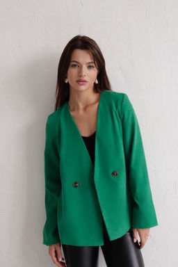 Двубортный жакет без лацканов