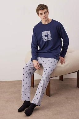 Lacivert Geyik Bask_l_ Regular Fit _rme Pijama Tak_m_ TMNAW25PT00040
