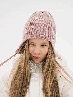 Шапка ушанка зимняя из смесовой шерсти Пудра - Bungly фото 2