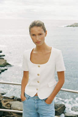 SQUARE NECK SHORT SLEEVE BLAZER - Zara фото 8