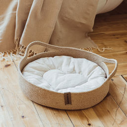 Корзина-лежанка для животных из джута d-40см с ушками - Уютности фото 11