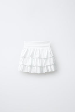 FALDA BERMUDA VOLANTES RAYAS / Blanco