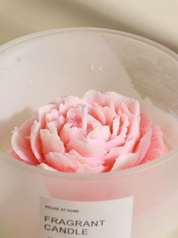 Свеча интерьерная в стакане "Нежно-розовый пион" 11х11х8 см