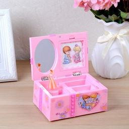 Шкатулка музыкальная 15,5х10х7,5 см розовая/ 9209 /уп 30/60/ - Галеонтрейд фото 3