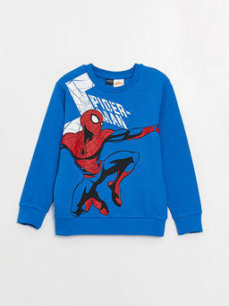 Bisiklet Yaka Spiderman Bask?l? Uzun Kollu Erkek ?ocuk Sweatshirt