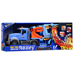 Машина "Трюковой Трак" (2 машины в комплекте, цвет синий, на батарейках) в коробке