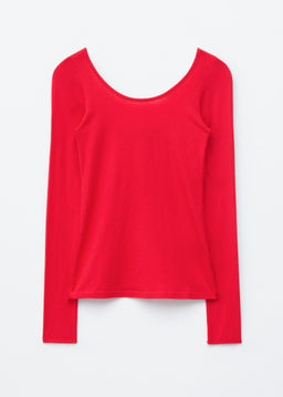 Top de manga larga con cuello redondo