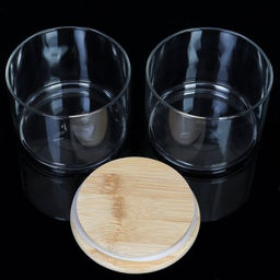 Банка для хранения 2-х ярусная бамбуковая крышка 8 см / LCSC22-8/уп 40/ - Галеонтрейд фото 4