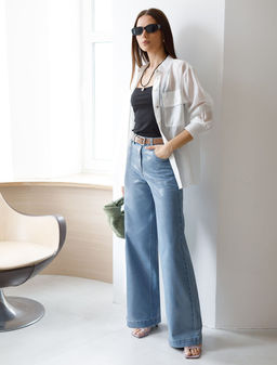 D54.219 Джинсы женские голубой-серебряный