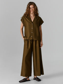 Бриджи домашние женские льняные зеленые