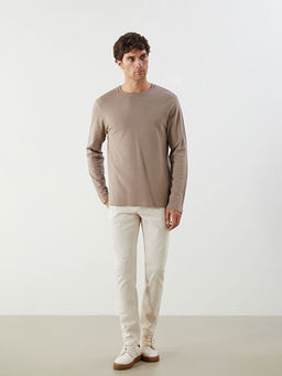 Bisiklet Yaka Uzun Kollu Penye Erkek Ti??rt