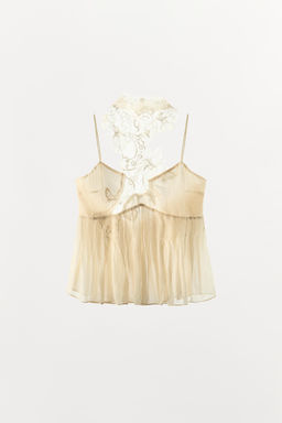 TOP COMBINADO HALTER GODETS / Crudo