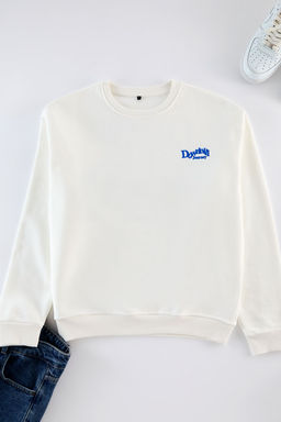 Antrasit Oversize/Genis Kesim Onu Nak?sl? Arkas? Bask?l? Ici Polarl? Sweatshirt TMNAW25SW00014 - Trendyolmilla фото 6